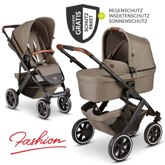 ABC Design Kombi-Kinderwagen Salsa 4 Air - inkl. Babywanne, Sportsitz & XXL Zubehörpaket - Fashion Edition - Nature