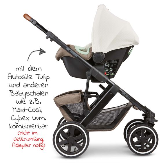 ABC Design Kombi-Kinderwagen Salsa 4 Air - inkl. Babywanne, Sportsitz & XXL Zubehörpaket - Fashion Edition - Nature