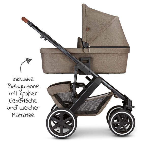 ABC Design Kombi-Kinderwagen Salsa 4 Air - inkl. Babywanne, Sportsitz & XXL Zubehörpaket - Fashion Edition - Nature