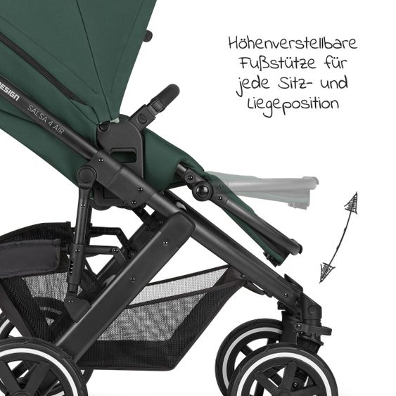 ABC Design Kombi-Kinderwagen Salsa 4 Air Set inkl. Neugeborenen-Fußsack und Wickeltasche - Diamond Edition - Basil