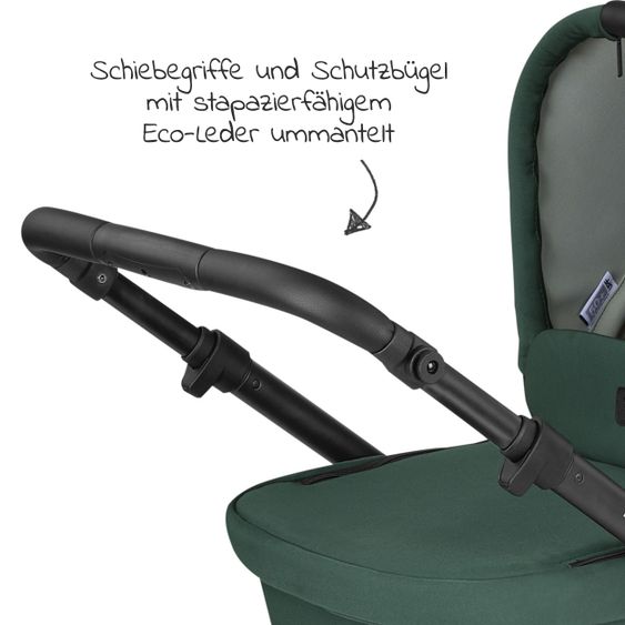 ABC Design Kombi-Kinderwagen Salsa 4 Air Set inkl. Neugeborenen-Fußsack und Wickeltasche - Diamond Edition - Basil