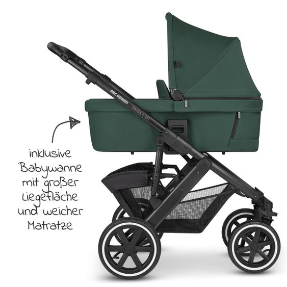 ABC Design Kombi-Kinderwagen Salsa 4 Air Set inkl. Neugeborenen-Fußsack und Wickeltasche - Diamond Edition - Basil