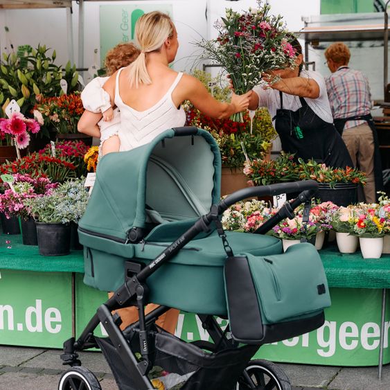 ABC Design Kombi-Kinderwagen Salsa 4 Air Set inkl. Neugeborenen-Fußsack und Wickeltasche - Diamond Edition - Basil