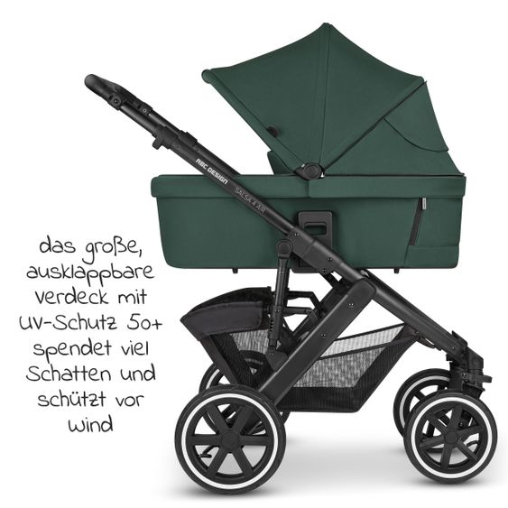 ABC Design Kombi-Kinderwagen Salsa 4 Air Set inkl. Neugeborenen-Fußsack und Wickeltasche - Diamond Edition - Basil