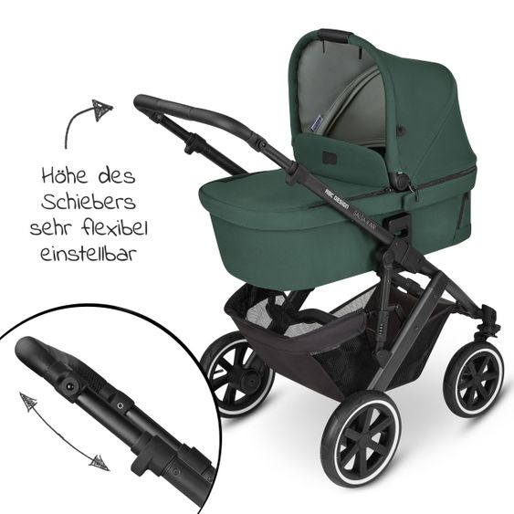 ABC Design Kombi-Kinderwagen Salsa 4 Air Set inkl. Neugeborenen-Fußsack und Wickeltasche - Diamond Edition - Basil