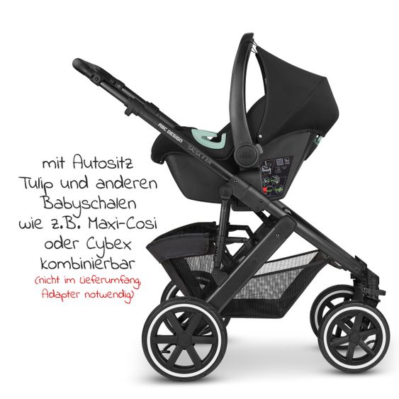 ABC Design Kombi-Kinderwagen Salsa 4 Air Set inkl. Neugeborenen-Fußsack und Wickeltasche - Diamond Edition - Basil