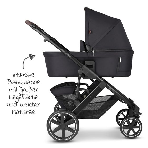 ABC Design Kombi-Kinderwagen Salsa 4 - inkl. Babywanne & Sportsitz - Fashion Edition - Midnight