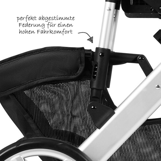 ABC Design Kombi-Kinderwagen Salsa 4 - inkl. Babywanne & Sportsitz - Gravel
