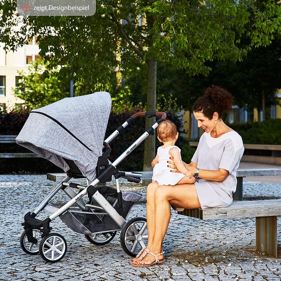 ABC Design Kombi-Kinderwagen Salsa 4 - inkl. Babywanne & Sportsitz - Gravel