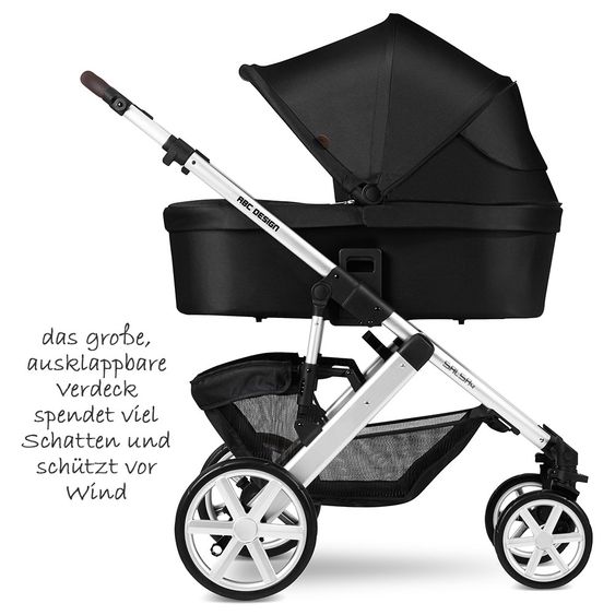 ABC Design Kombi-Kinderwagen Salsa 4 - inkl. Babywanne & Sportsitz - Gravel