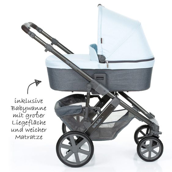 ABC Design Kombi-Kinderwagen Salsa 4 - inkl. Babywanne & Sportsitz - Ice