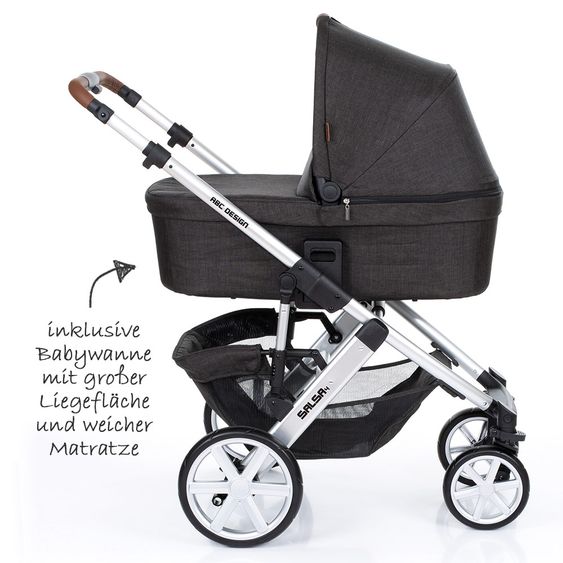ABC Design Kombi-Kinderwagen Salsa 4 - inkl. Babywanne & Sportsitz - Piano
