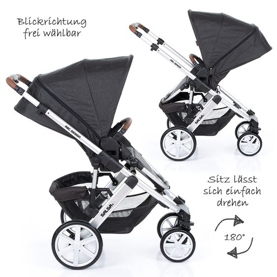 ABC Design Kombi-Kinderwagen Salsa 4 - inkl. Babywanne & Sportsitz - Piano
