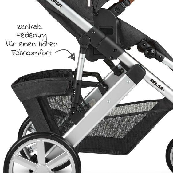 ABC Design Kombi-Kinderwagen Salsa 4 - inkl. Babywanne & Sportsitz - Piano