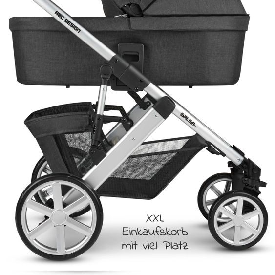 ABC Design Kombi-Kinderwagen Salsa 4 - inkl. Babywanne & Sportsitz - Piano