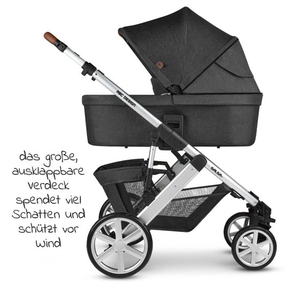 ABC Design Kombi-Kinderwagen Salsa 4 - inkl. Babywanne & Sportsitz - Piano