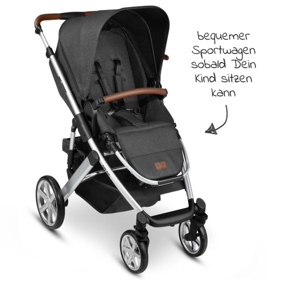 ABC Design Kombi-Kinderwagen Salsa 4 - inkl. Babywanne & Sportsitz - Piano