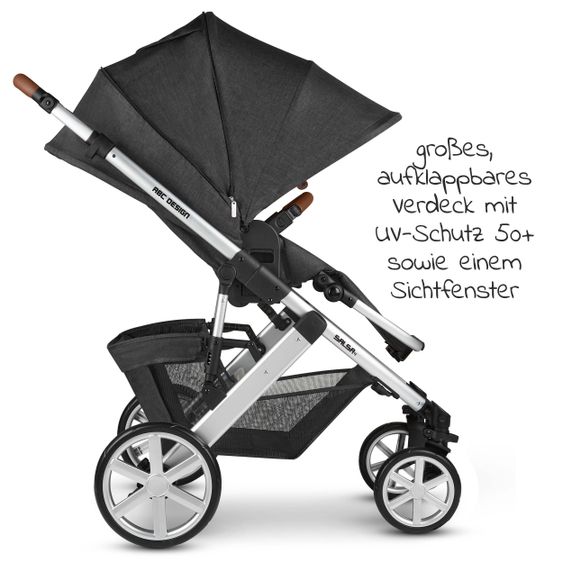 ABC Design Kombi-Kinderwagen Salsa 4 - inkl. Babywanne & Sportsitz - Piano