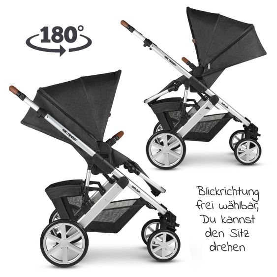 ABC Design Kombi-Kinderwagen Salsa 4 - inkl. Babywanne & Sportsitz - Piano
