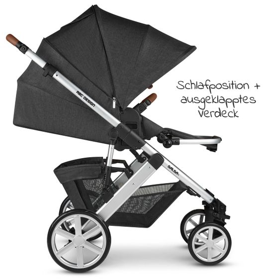 ABC Design Kombi-Kinderwagen Salsa 4 - inkl. Babywanne & Sportsitz - Piano