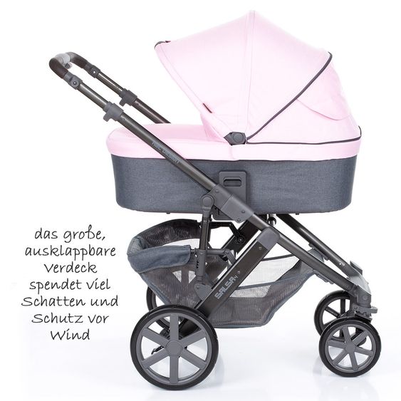 ABC Design Kombi-Kinderwagen Salsa 4 - inkl. Babywanne & Sportsitz - Rose