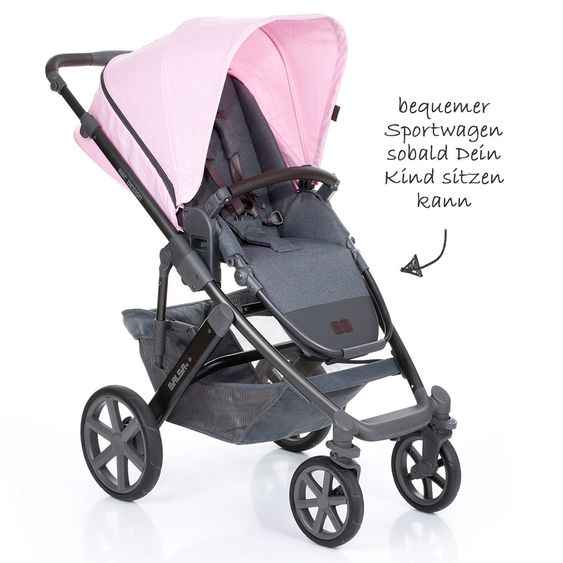 ABC Design Kombi-Kinderwagen Salsa 4 - inkl. Babywanne & Sportsitz - Rose