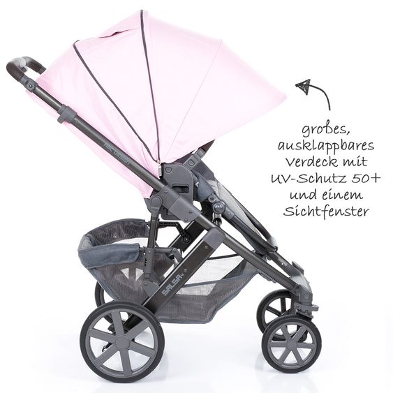 ABC Design Kombi-Kinderwagen Salsa 4 - inkl. Babywanne & Sportsitz - Rose