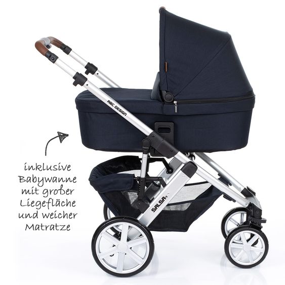 ABC Design Kombi-Kinderwagen Salsa 4 - inkl. Babywanne & Sportsitz - Shadow