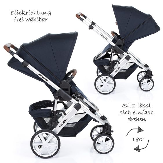 ABC Design Kombi-Kinderwagen Salsa 4 - inkl. Babywanne & Sportsitz - Shadow