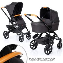 Combi stroller Salsa 4 - incl. baby bath & sport seat - special series Wood - Piano