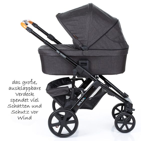 ABC Design Kombi-Kinderwagen Salsa 4 - inkl. Babywanne & Sportsitz - Sonderserie Wood - Piano