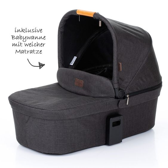 ABC Design Kombi-Kinderwagen Salsa 4 - inkl. Babywanne & Sportsitz - Sonderserie Wood - Piano