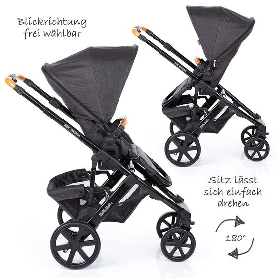 ABC Design Kombi-Kinderwagen Salsa 4 - inkl. Babywanne & Sportsitz - Sonderserie Wood - Piano