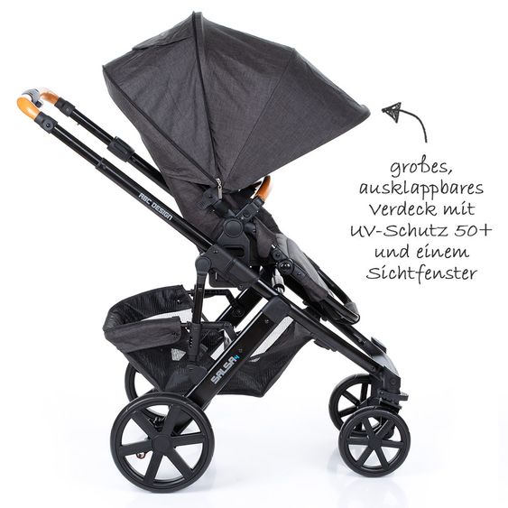 ABC Design Kombi-Kinderwagen Salsa 4 - inkl. Babywanne & Sportsitz - Sonderserie Wood - Piano