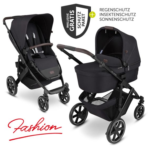 ABC Design Passeggino Salsa 4 Combi - incluso navicella, seggiolino sportivo e pacchetto accessori XXL - Fashion Edition - Midnight