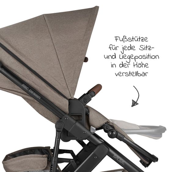 ABC Design Passeggino combinato Salsa 4 - incluso navicella, seggiolino sportivo e pacchetto accessori XXL - Fashion Edition - Natura