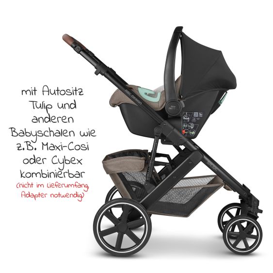 ABC Design Passeggino combinato Salsa 4 - incluso navicella, seggiolino sportivo e pacchetto accessori XXL - Fashion Edition - Natura