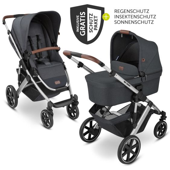 ABC Design Passeggino combinato Salsa 4 - incluso navicella, seggiolino sportivo e pacchetto accessori XXL - Storm