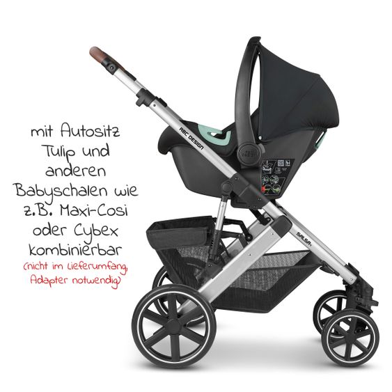 ABC Design Passeggino combinato Salsa 4 - incluso navicella, seggiolino sportivo e pacchetto accessori XXL - Storm