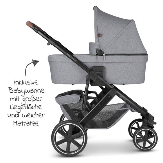 ABC Design Passeggino combinato Salsa 4 - incluso navicella, seggiolino sportivo e pacchetto accessori XXL - Latta