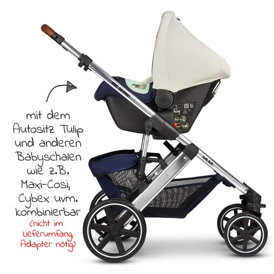 ABC Design Kombi-Kinderwagen Salsa 4 - inkl. Babywanne, Sportsitz & XXL Zubehörpaket - Diamond Edition - Navy