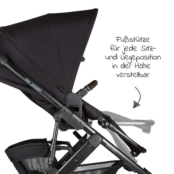 ABC Design Kombi-Kinderwagen Salsa 4 - inkl. Babywanne, Sportsitz & XXL Zubehörpaket - Fashion Edition - Midnight