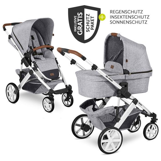 ABC Design Kombi-Kinderwagen Salsa 4 - inkl. Babywanne, Sportsitz & XXL Zubehörpaket - Graphite Grey