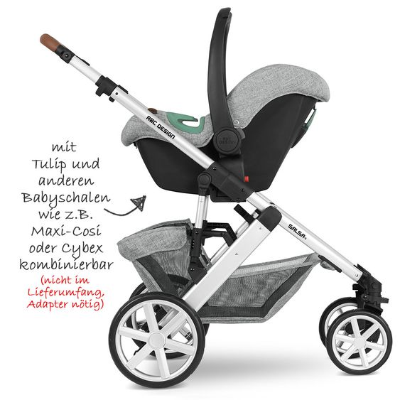 ABC Design Kombi-Kinderwagen Salsa 4 - inkl. Babywanne, Sportsitz & XXL Zubehörpaket - Graphite Grey