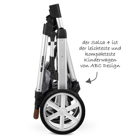 ABC Design Kombi-Kinderwagen Salsa 4 - inkl. Babywanne, Sportsitz & XXL Zubehörpaket - Graphite Grey