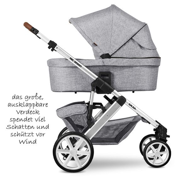 ABC Design Kombi-Kinderwagen Salsa 4 - inkl. Babywanne, Sportsitz & XXL Zubehörpaket - Graphite Grey