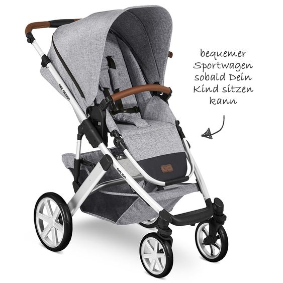 ABC Design Kombi-Kinderwagen Salsa 4 - inkl. Babywanne, Sportsitz & XXL Zubehörpaket - Graphite Grey