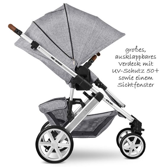 ABC Design Kombi-Kinderwagen Salsa 4 - inkl. Babywanne, Sportsitz & XXL Zubehörpaket - Graphite Grey