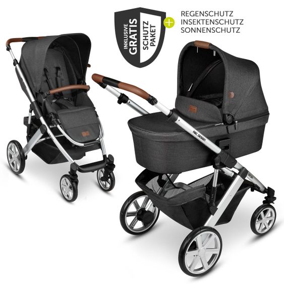 ABC Design Passeggino combinato Salsa 4 - incluso navicella, seggiolino sportivo e pacchetto accessori XXL - Pianoforte