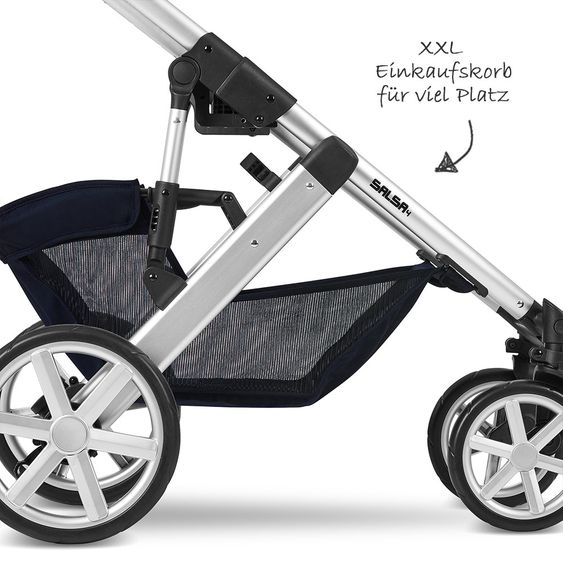 ABC Design Kombi-Kinderwagen Salsa 4 - inkl. Babywanne, Sportsitz & XXL Zubehörpaket - Shadow